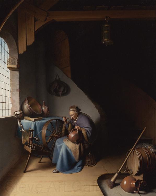 Gerrit Dou An Interior with a Woman eating Porridge (mk33) Spain oil painting art